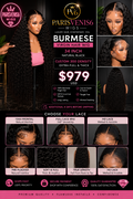 Parisvenis6 Burmese Custom 300 Density Human Wig 34'' Natural Black