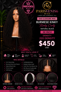 Parisvenis6 30'' Natural Black 5x5 Closure 220 Density Burmese Kinky