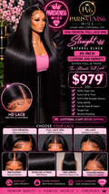 Parisvenis6 Custom 32'' Natural Black Straight Human Wig 300 Density 13x6 Frontal