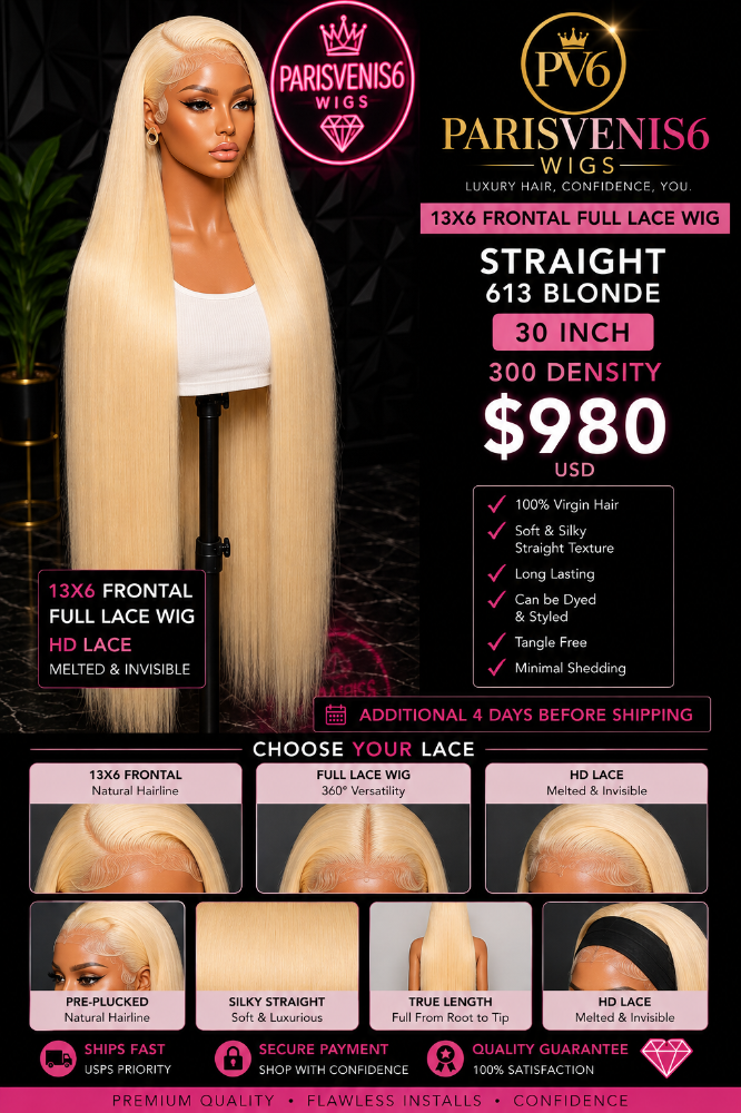 Parisvenis6 613 Human Straight Custom Wig 300 Density 30''