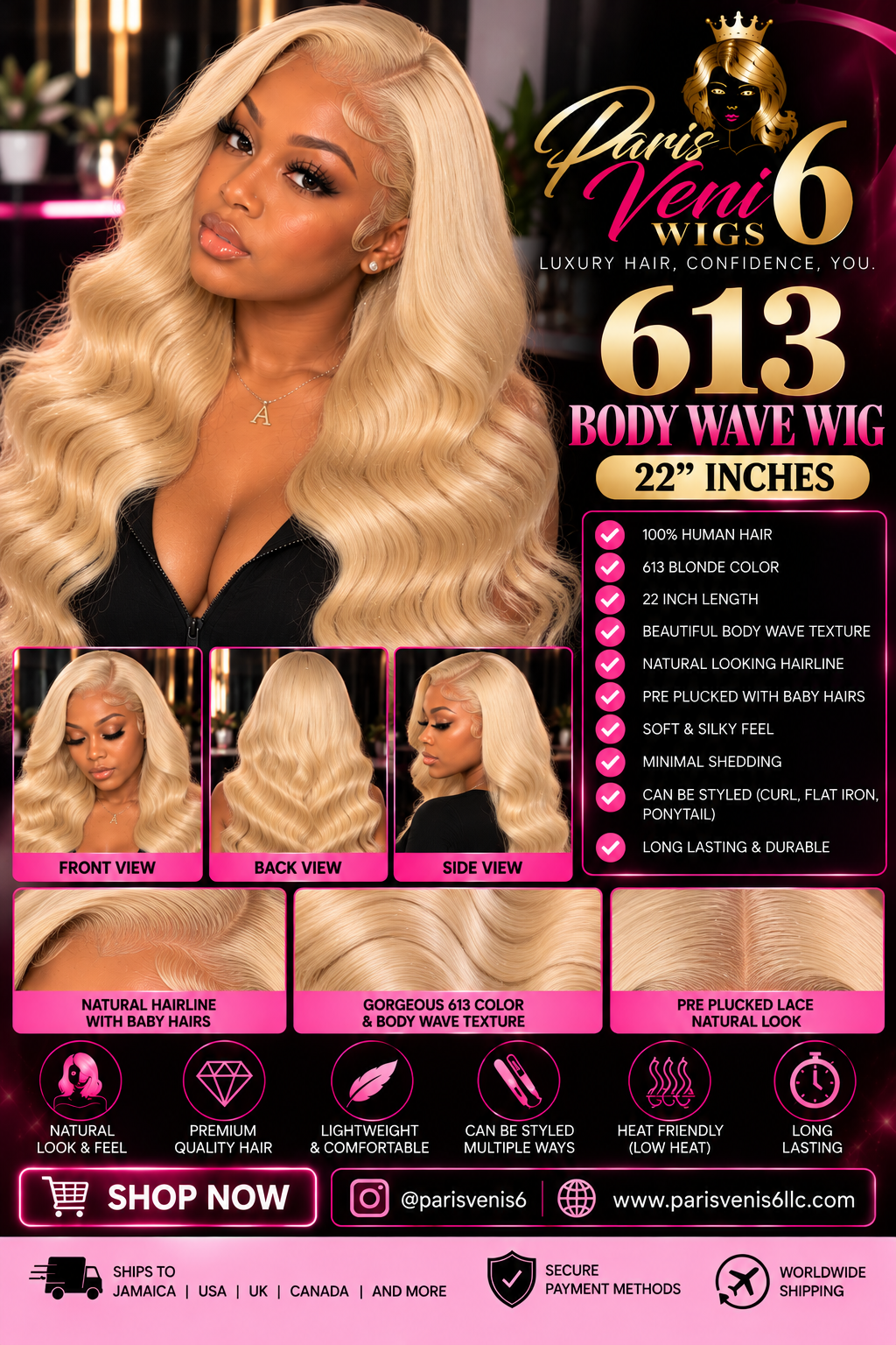 24” 613 Frontal Wig