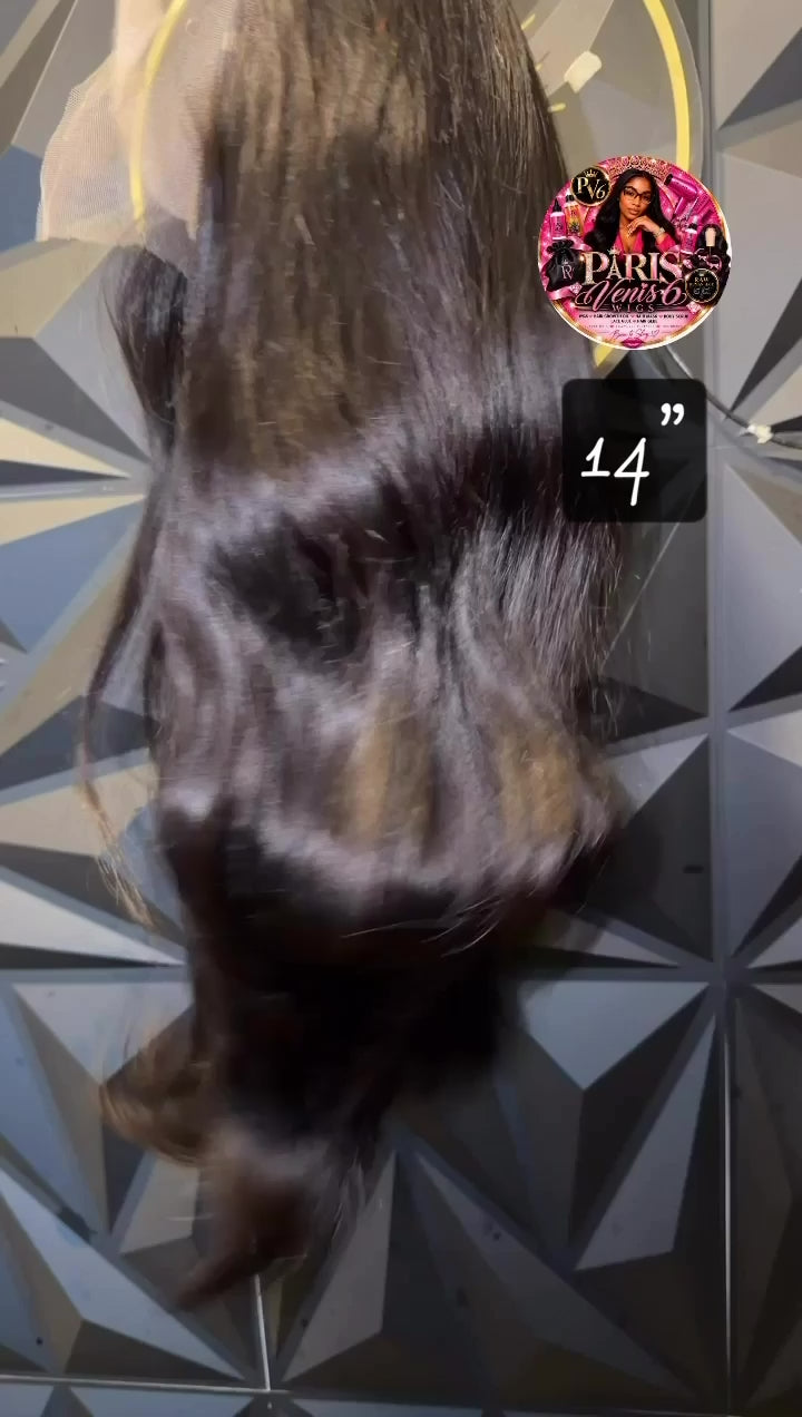 Parisvenis6 14'' Natural Balck 250 Density Straight Wig